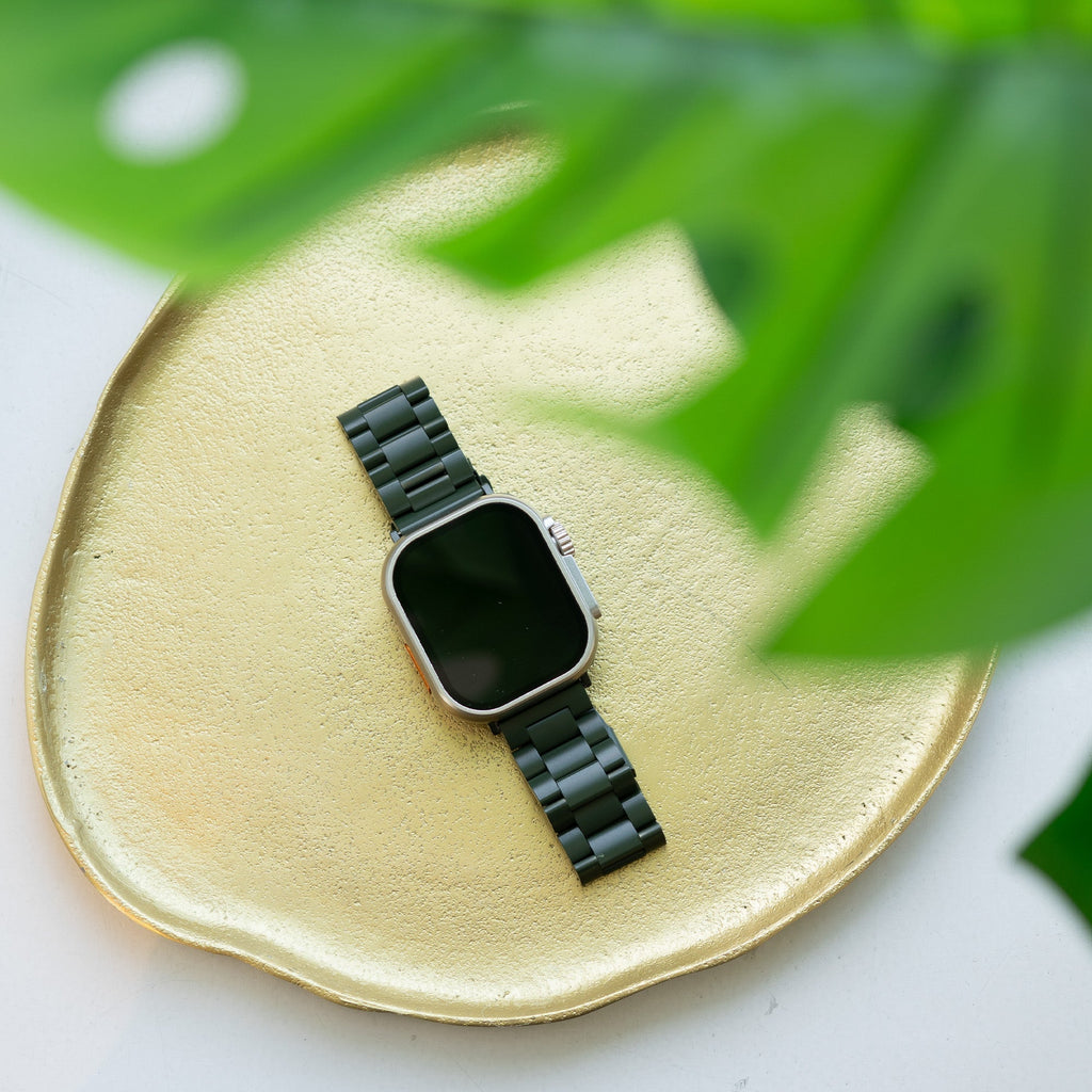 Apple Watch Steel Strap In Dark Green Color Band For Apple Watch