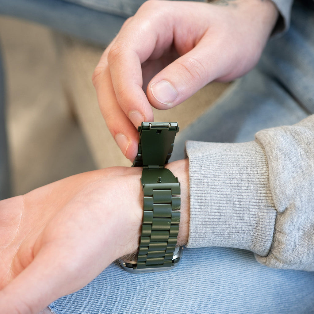 Apple Watch Steel Strap In Dark Green Color Band For Apple Watch