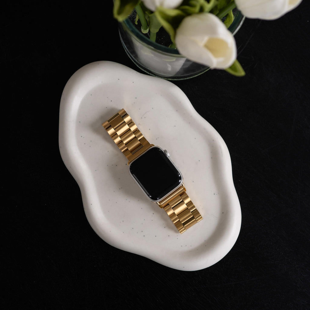 רצועת פלדה זהובה ל-Apple Watch במראה קלאסי ואיכות פרימיום