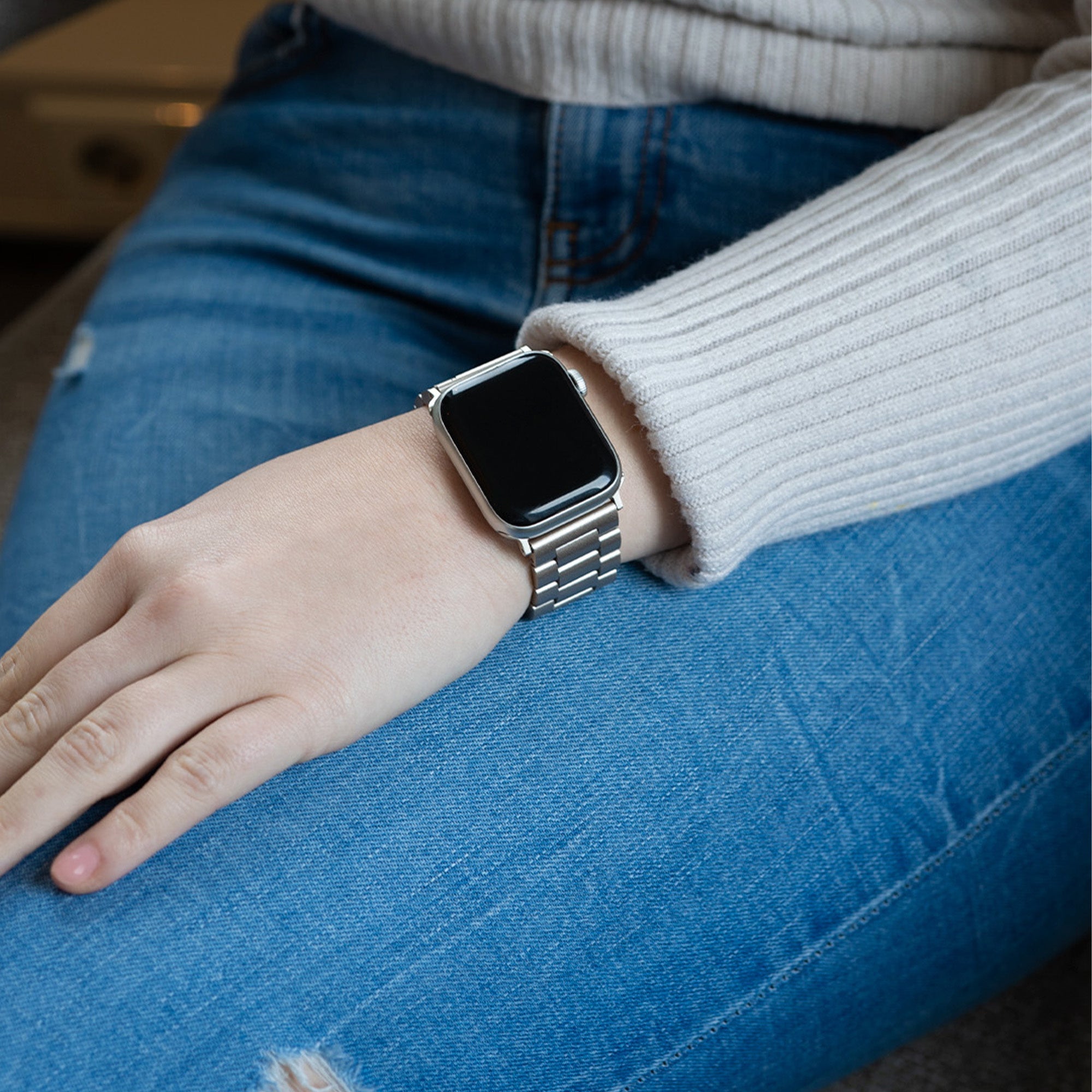 Apple Watch acél szíj csillagfényes kivitelben Apple Watch szíjhoz