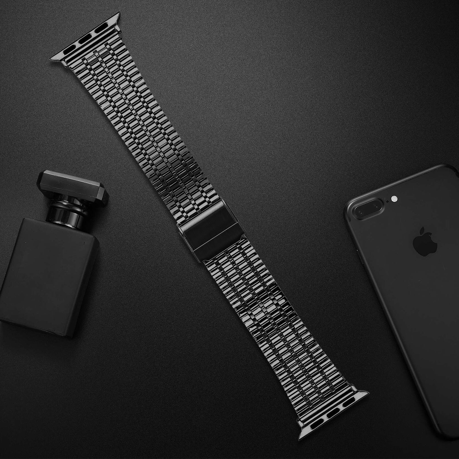Apple Watch finom acél szíj fekete rozsdamentes acél karkötő