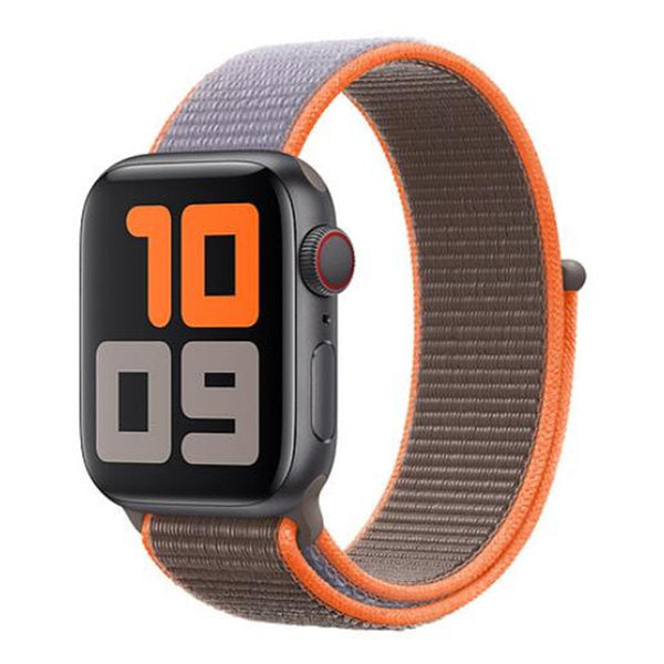 Apple Watch Nylon Wrist Strap In Brown And Orange Color