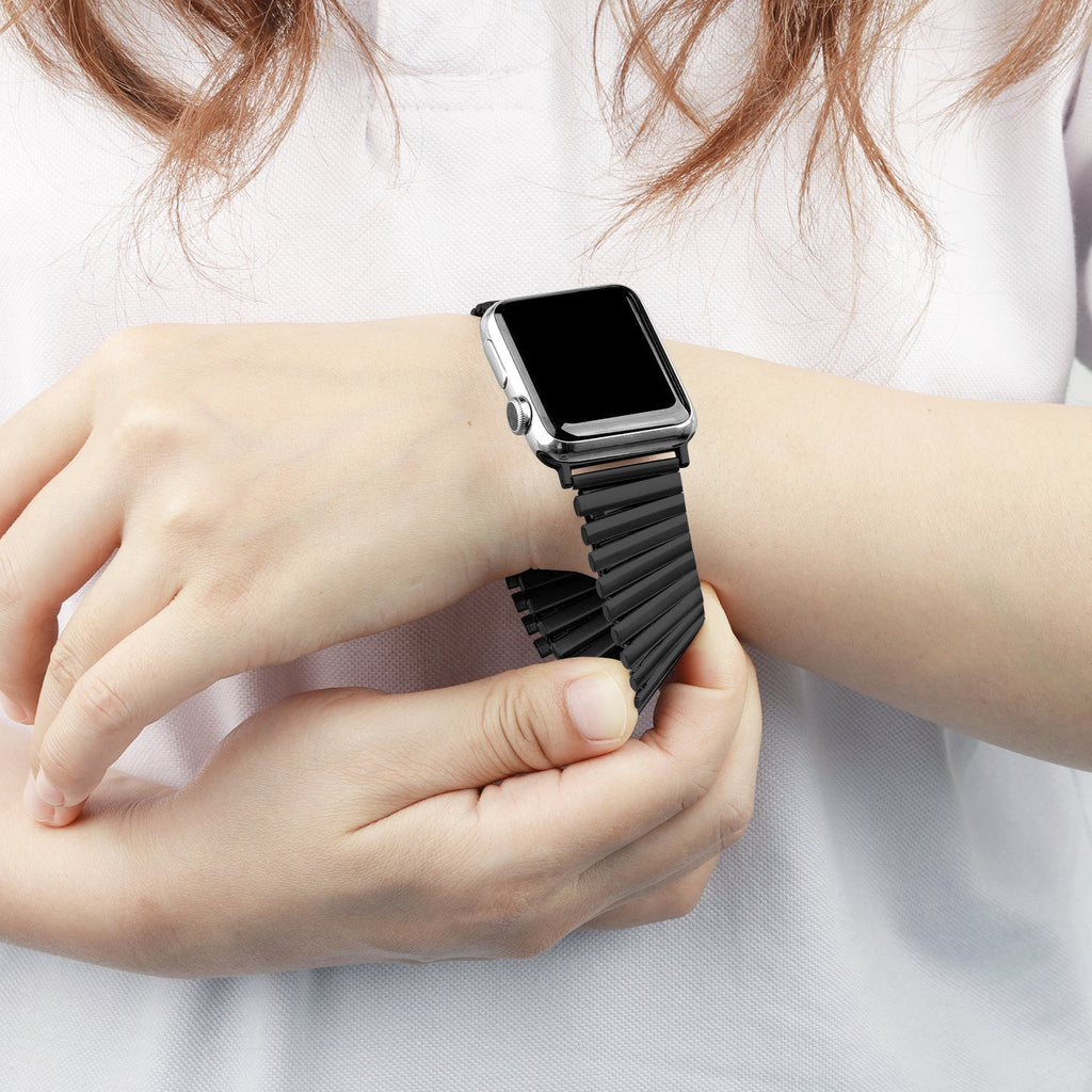 Apple Watch fekete elasztikus acél szíj cserepánt