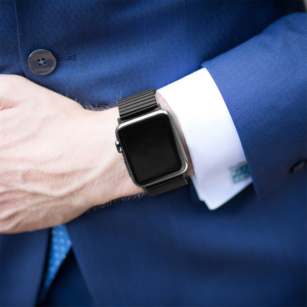 Apple Watch fekete elasztikus acél szíj cserepánt