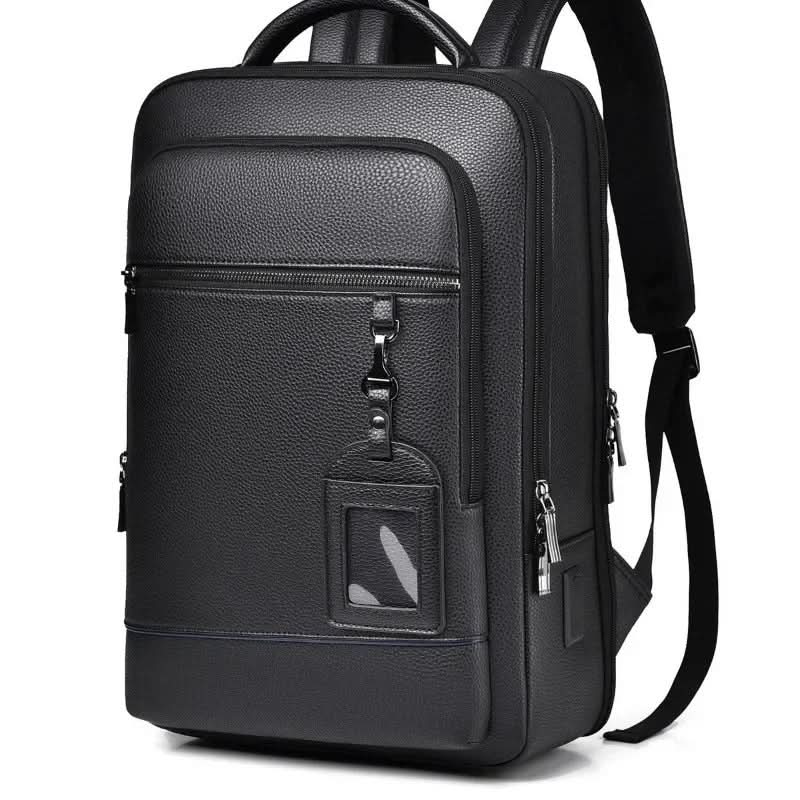 Elegáns bőr hátizsák USB-porttal 15,6 hüvelykes laptophoz, uniszex