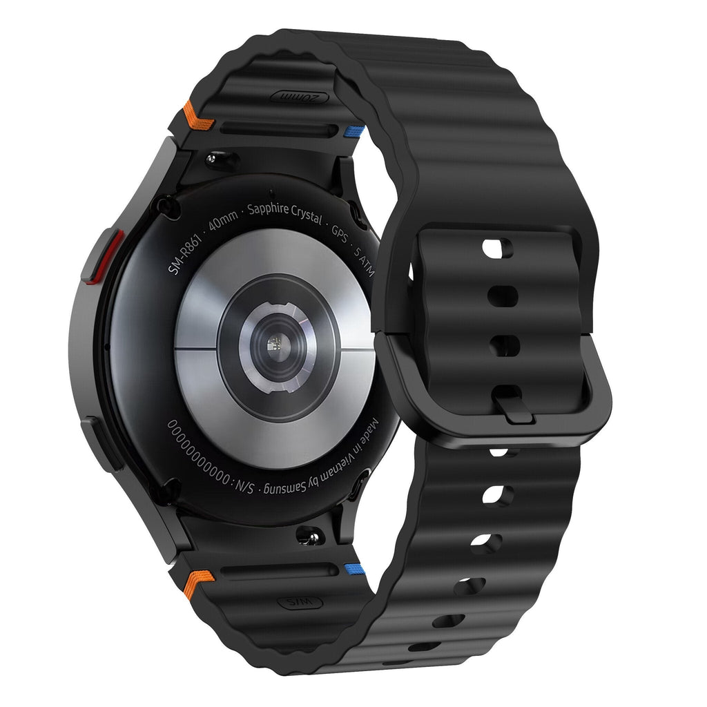 サムスン ギャラクシーウォッチ7 44mm ウェーブストラップ ブラックバンド アクセサリー