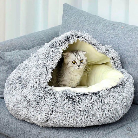 不安なペットのためのやわらかく落ち着くネスト型犬猫用ベッド