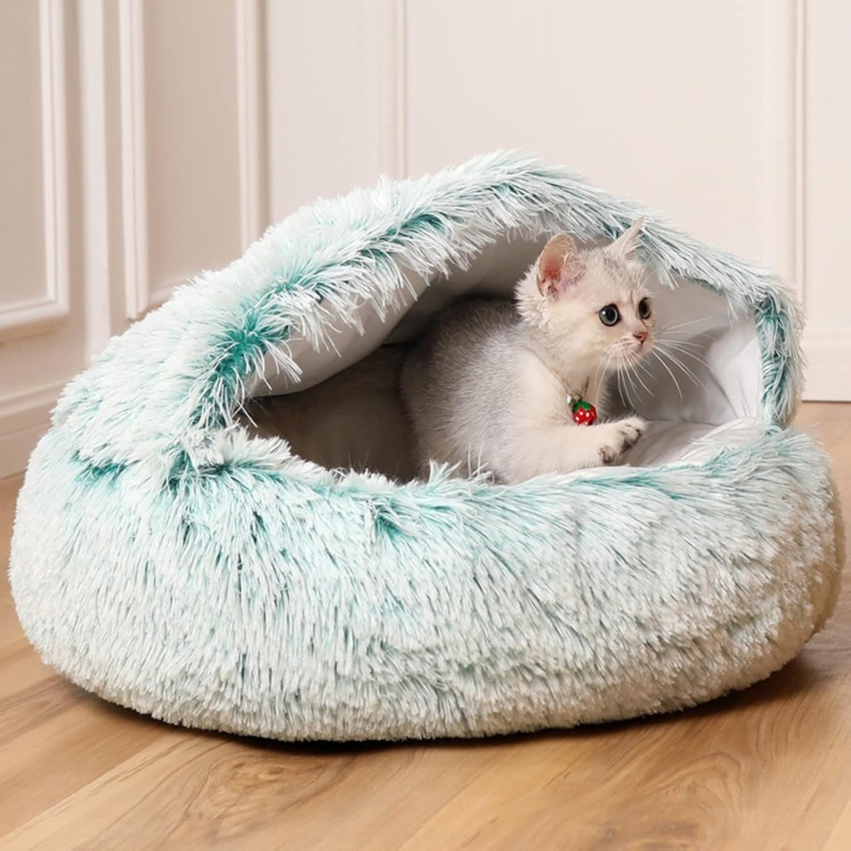 不安なペットのためのやわらかく落ち着くネスト型犬猫用ベッド