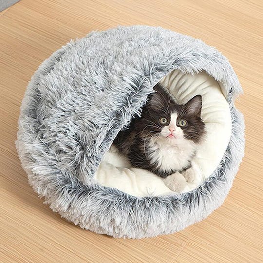 不安なペットのためのやわらかく落ち着くネスト型犬猫用ベッド
