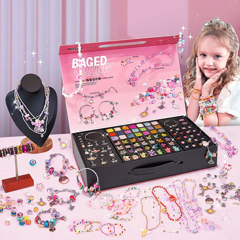 オーロラクラフト 女の子向けDIYチャームブレスレットキット クリスタルと合金ビーズ付き