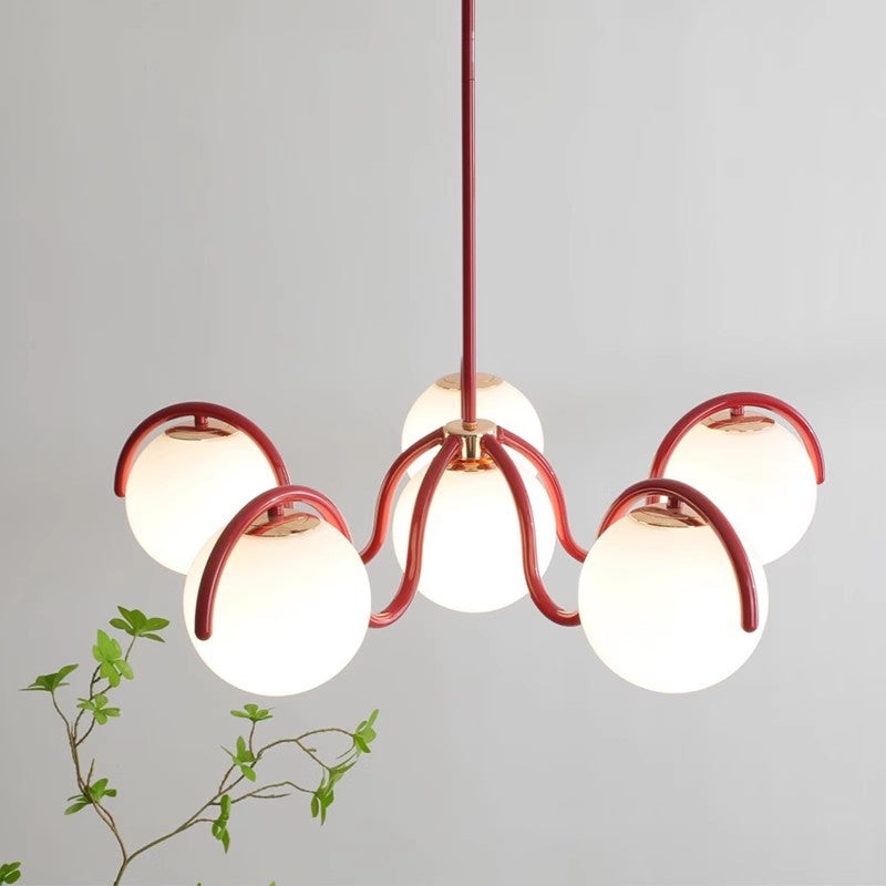 Crimson Curve skleněné závěsné světlo ve tvaru koule Solara Luxe