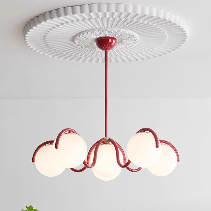 Crimson Curve skleněné závěsné světlo ve tvaru koule Solara Luxe