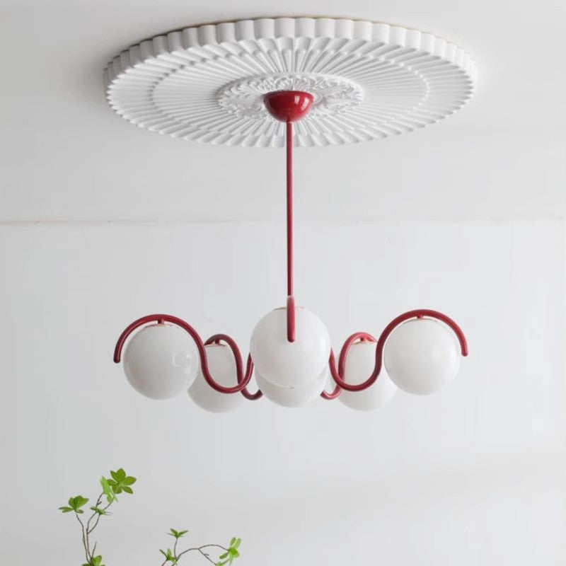 Crimson Curve skleněné závěsné světlo ve tvaru koule Solara Luxe