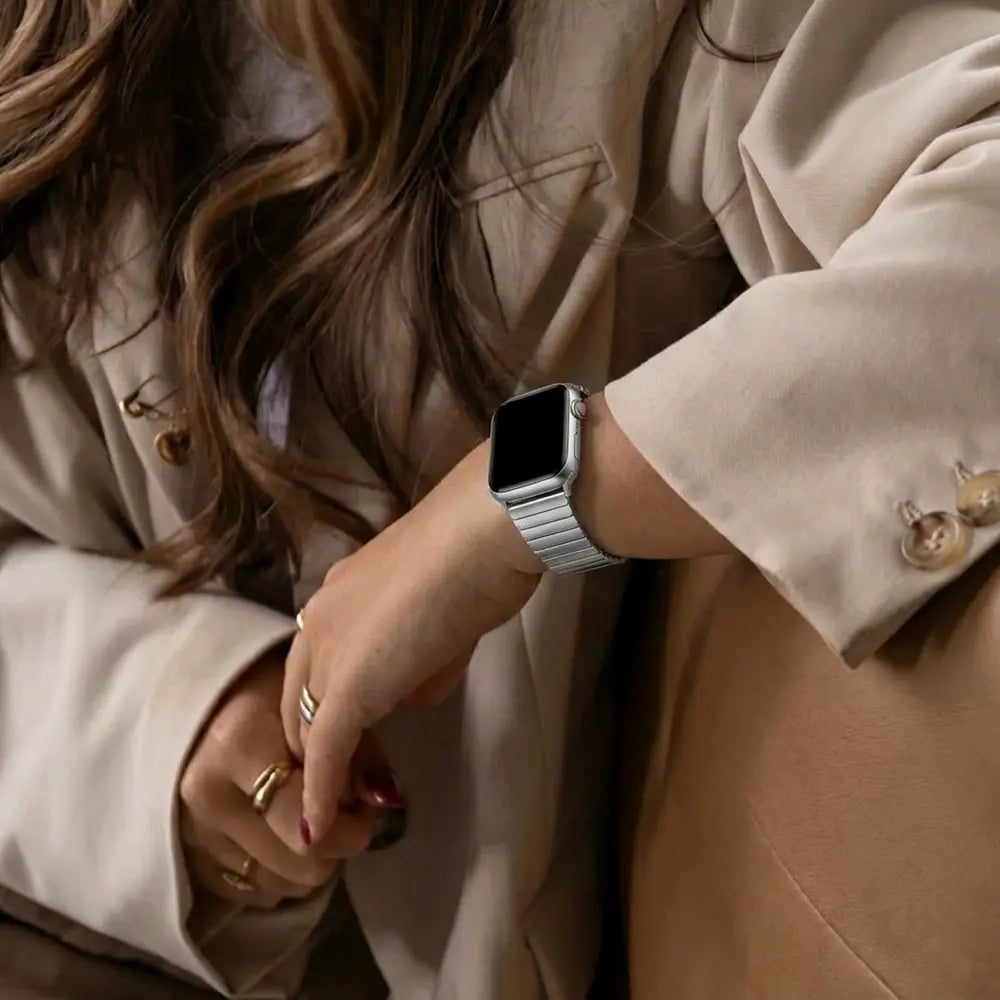 Apple Watch elasztikus rozsdamentes acél szíj ezüst színű szalag