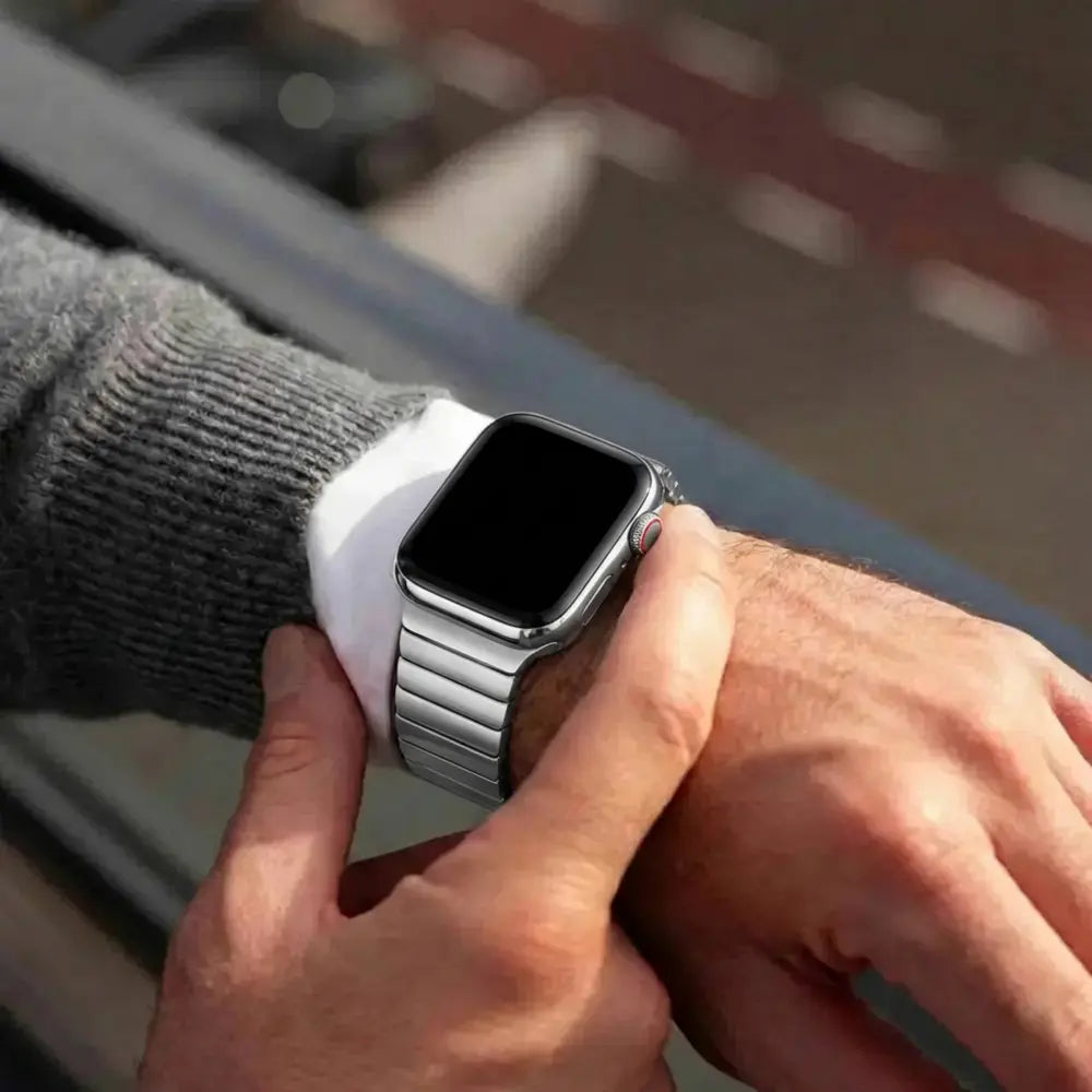 Apple Watch elasztikus rozsdamentes acél szíj ezüst színű szalag