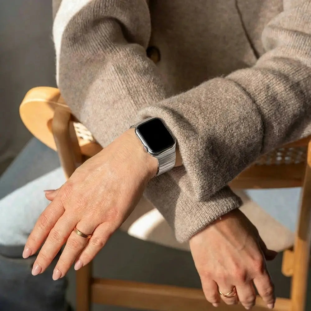 Apple Watch elasztikus rozsdamentes acél szíj ezüst színű szalag