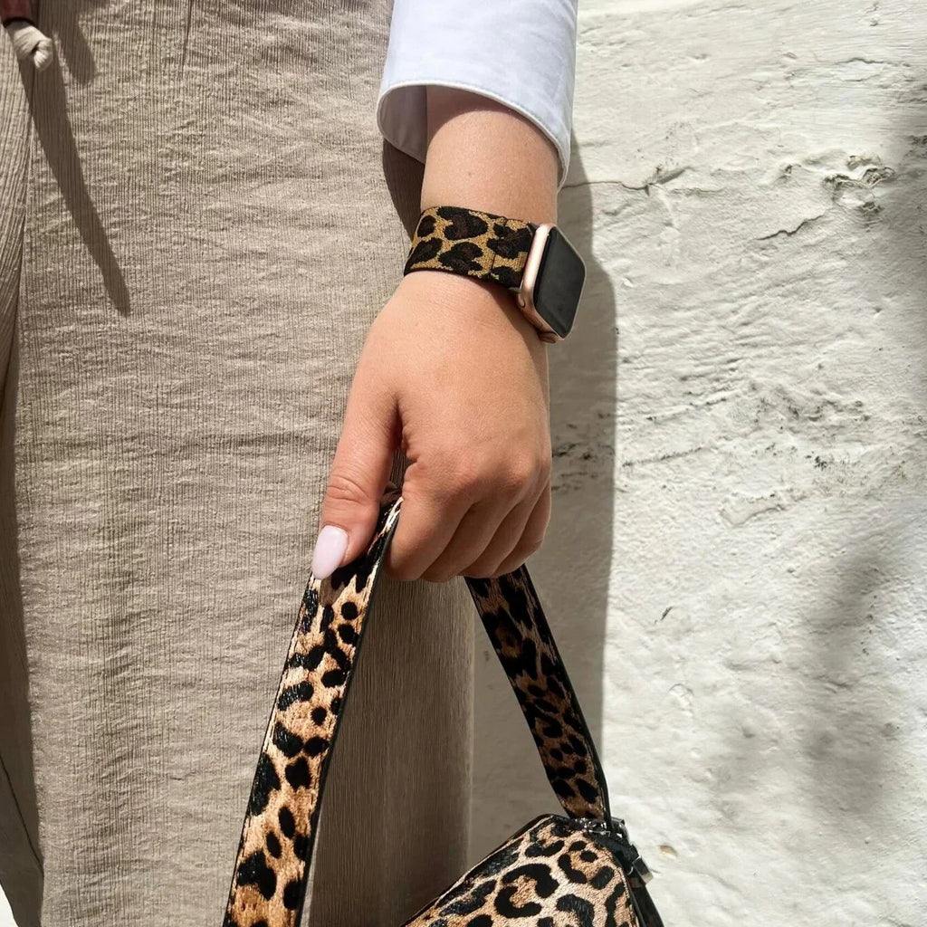 Leopárdmintás elasztikus szíj Apple Watch szíjhoz