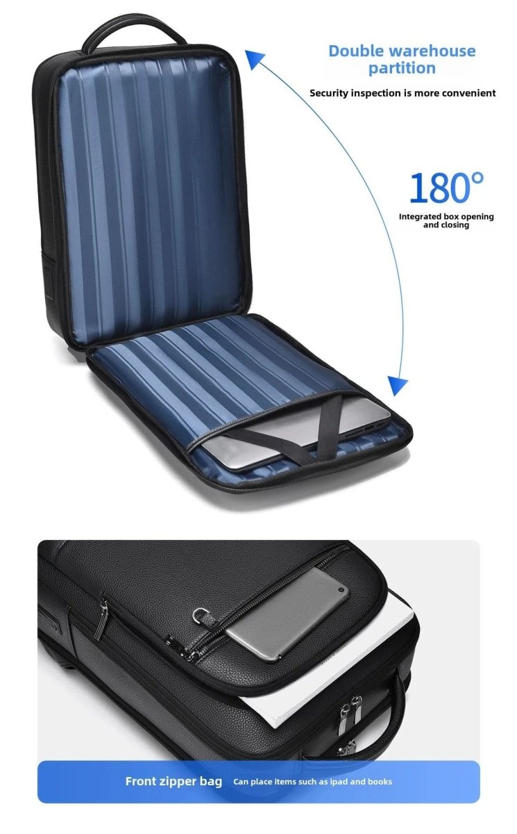 Elegáns bőr hátizsák USB-porttal 15,6 hüvelykes laptophoz, uniszex