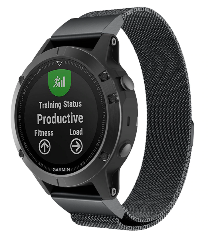 Garmin Fenix 5 Plus és 6 Pro fekete milánói szíjjal