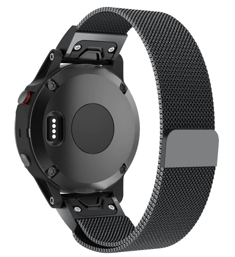 Garmin Fenix 5 Plus és 6 Pro fekete milánói szíjjal