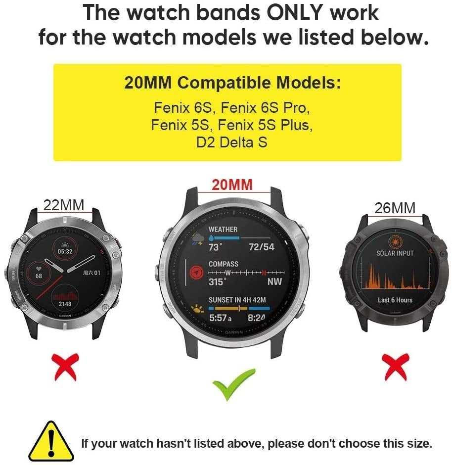 Fekete szilikon szíj Garmin Fenix 5S és 6S órákhoz