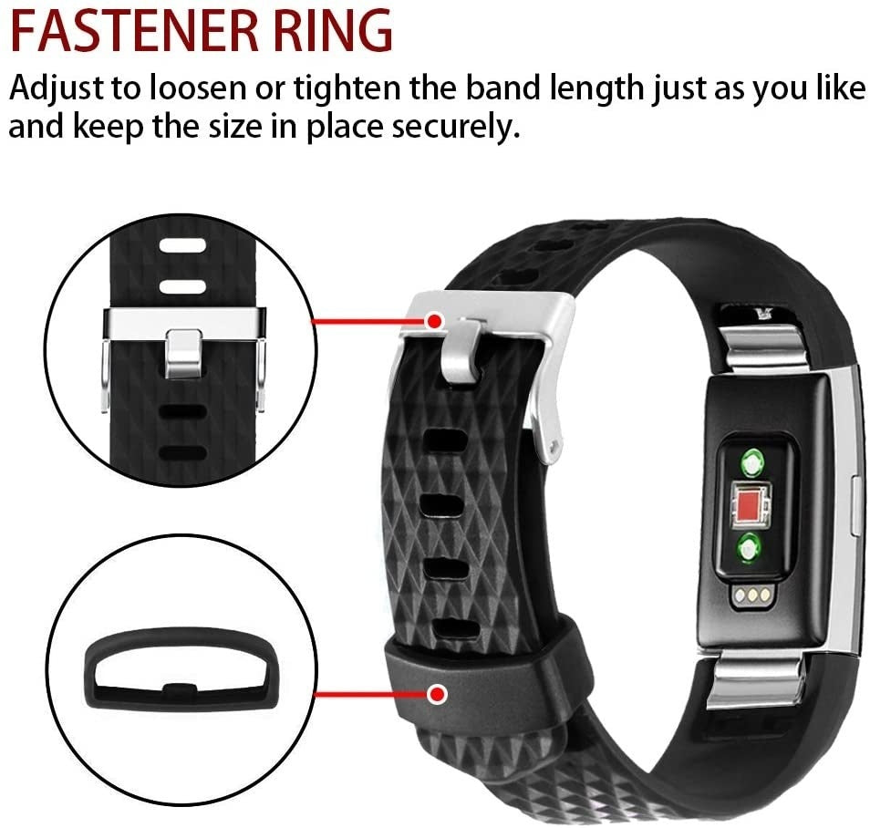 Black Diamond szilikon szíj Fitbit Charge 2 Black készülékhez