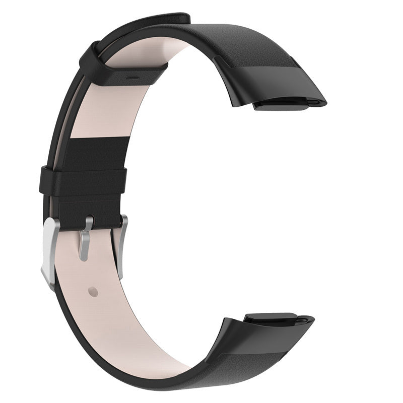 Fekete bőrszíj Fitbit Charge 5-höz, klasszikus stílusban