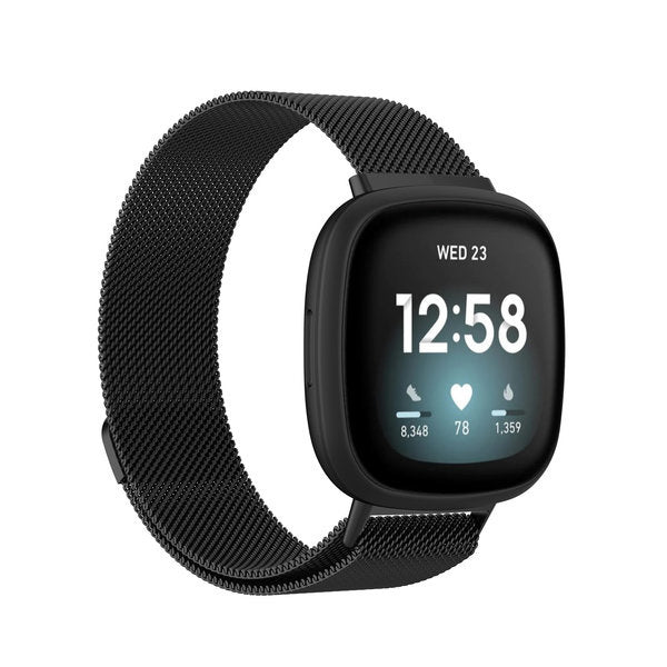 Fekete milánói szíj Fitbit Sense okosóra kiegészítőhöz