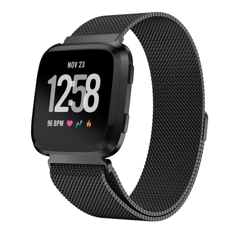 Fekete milánói szíj Fitbit Versa és Versa 2 óraszíjhoz