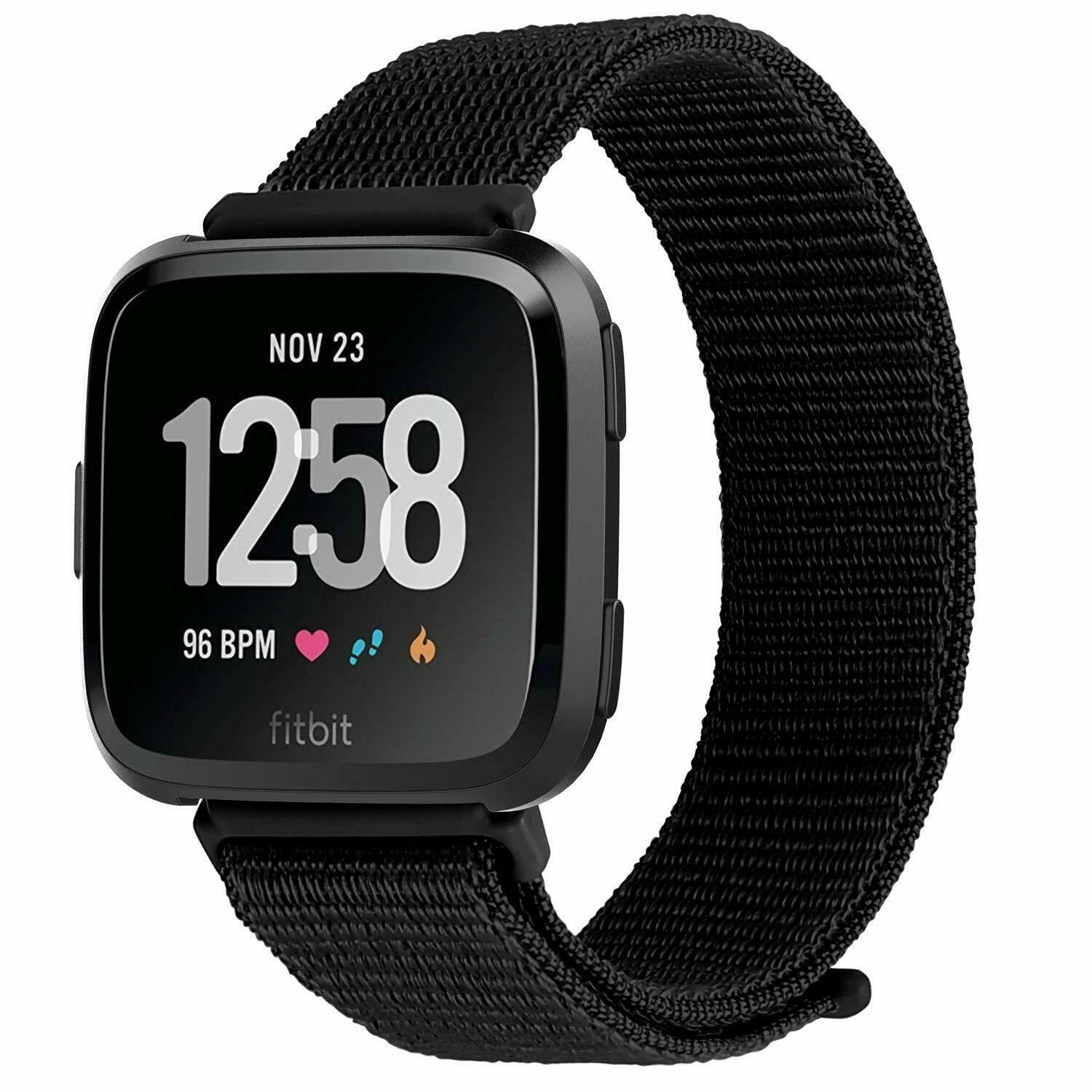Fekete nejlon szíj Fitbit Versa és Versa 2 okosórához
