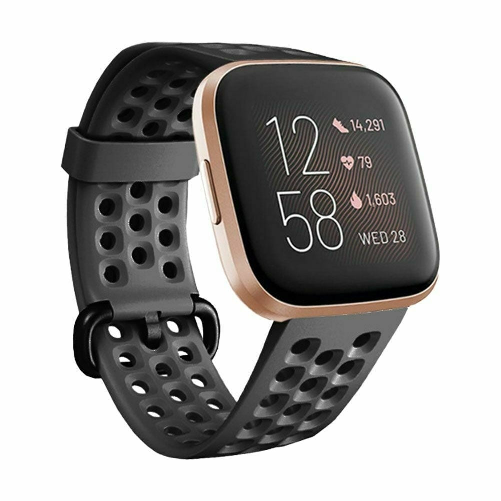 Lélegző pánt Fitbit Versa és Versa 2-höz, fekete színben