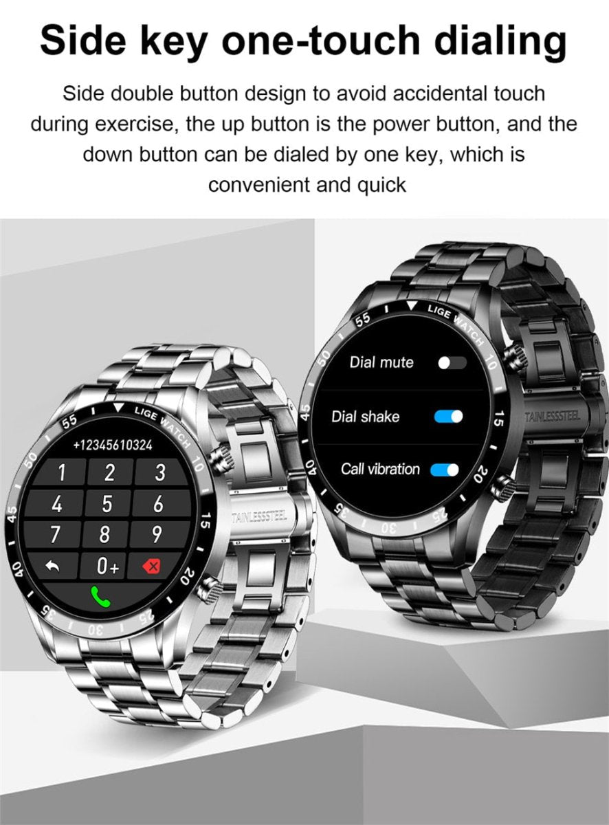 AureaTime Luxus Bluetooth Okosóra Professzionális Rozsdamentes Acél Szíjjal