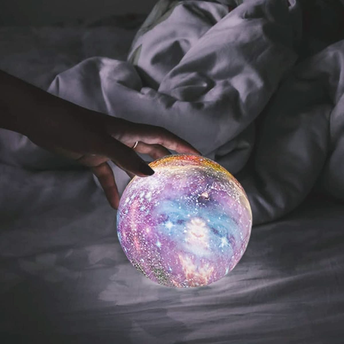 LumaNova Moon Lamp 3D Printed Lunar Light With 16 Colors Wooden Stand And Remote