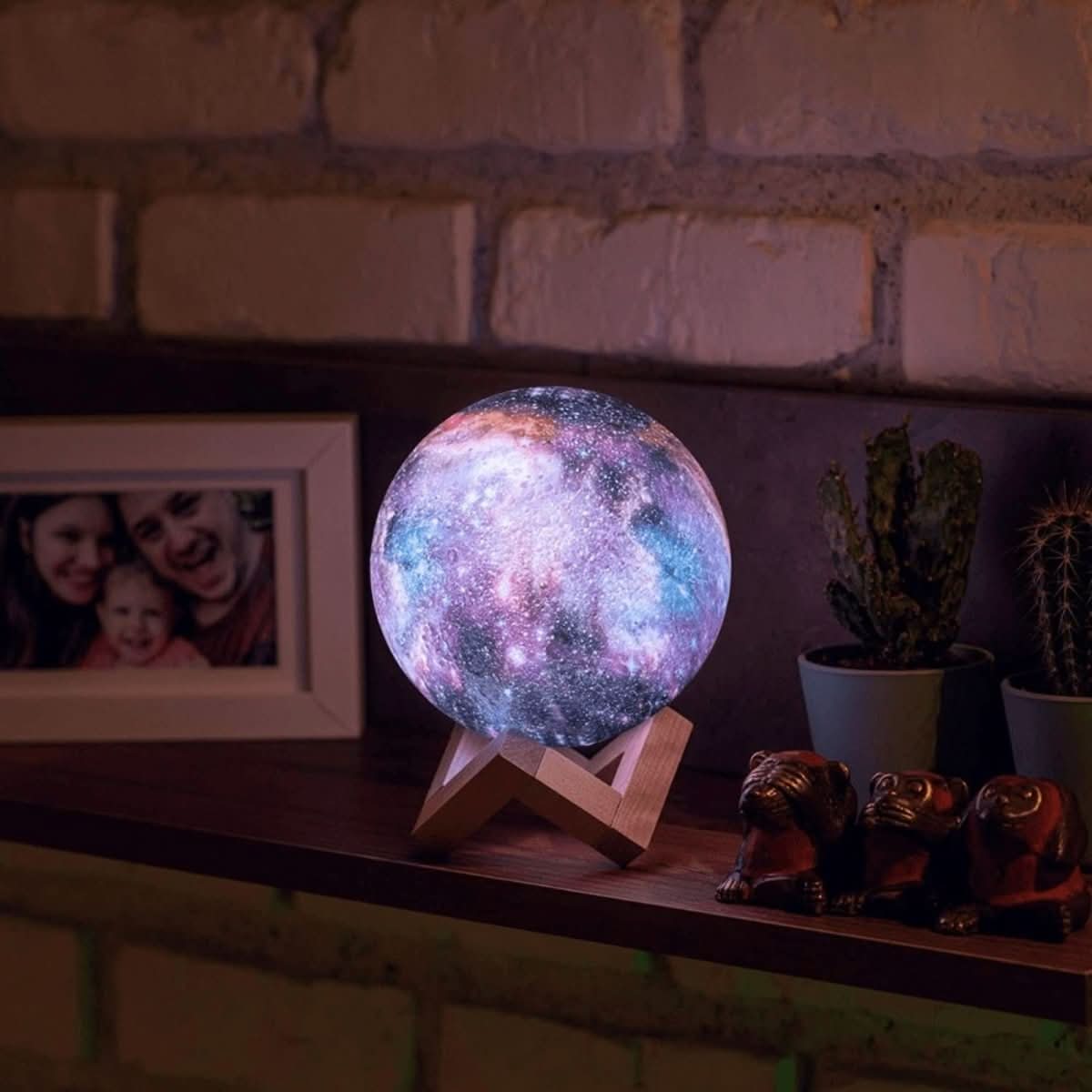 LumaNova Moon Lamp 3D Printed Lunar Light With 16 Colors Wooden Stand And Remote