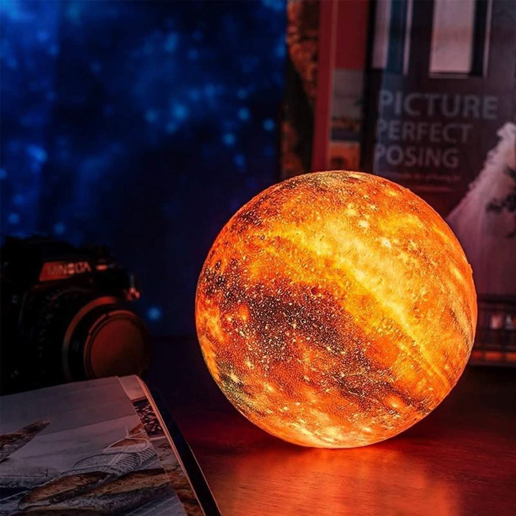 LumaNova Moon Lamp 3D Printed Lunar Light With 16 Colors Wooden Stand And Remote