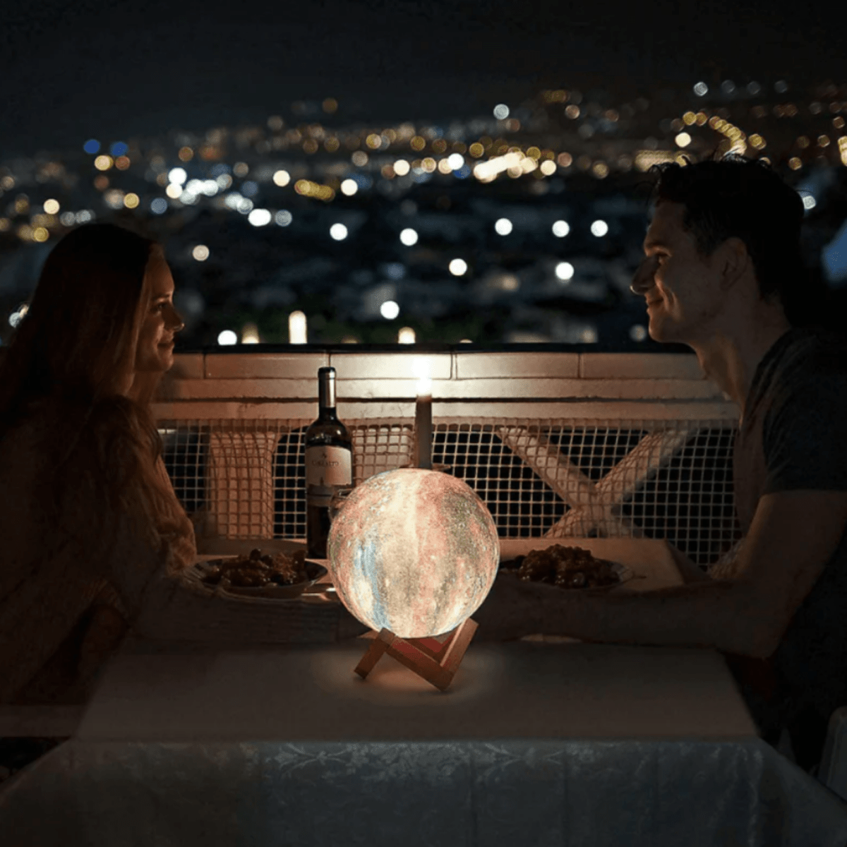 LumaNova Moon Lamp 3D Printed Lunar Light With 16 Colors Wooden Stand And Remote