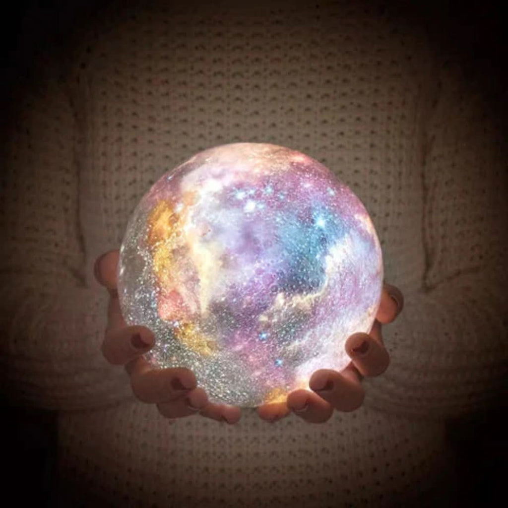 LumaNova Moon Lamp 3D Printed Lunar Light With 16 Colors Wooden Stand And Remote