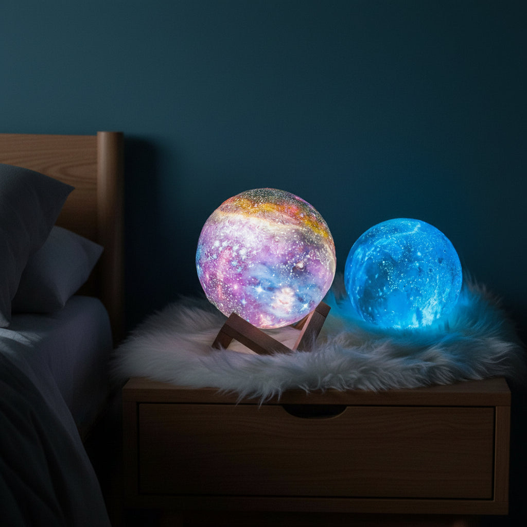 LumaNova Moon Lamp 3D Printed Lunar Light With 16 Colors Wooden Stand And Remote