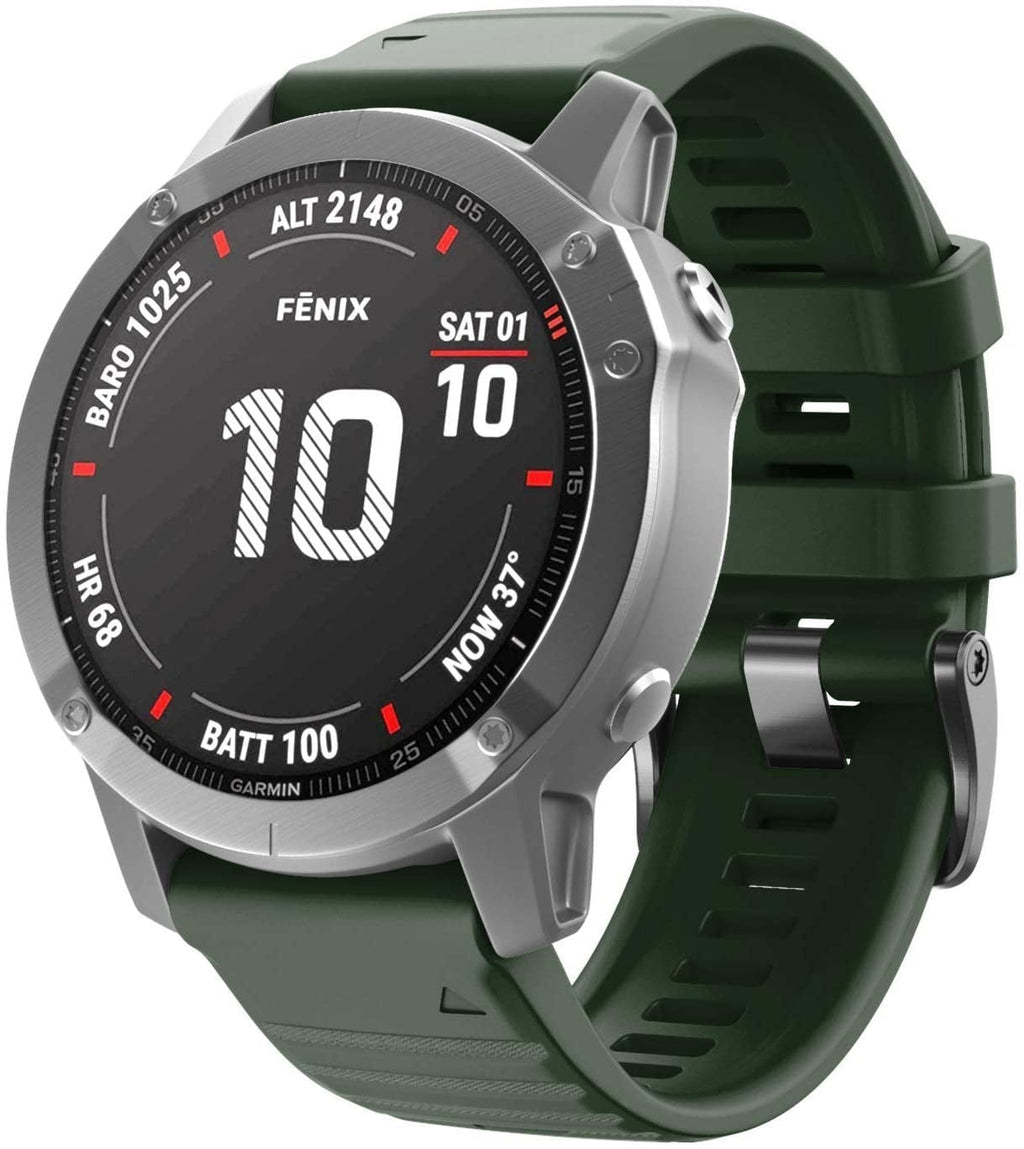 Sötétzöld szilikon szíj Garmin Fenix 5X és 6X készülékekhez