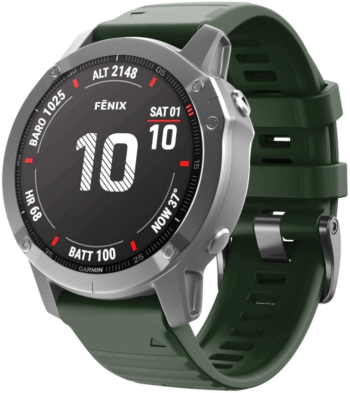Sötétzöld szilikon szíj Garmin Fenix 5X és 6X készülékekhez