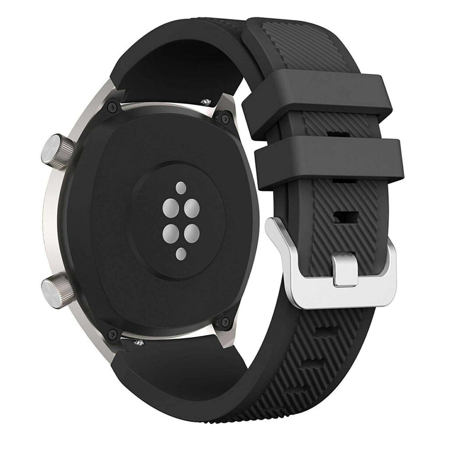 Huawei Watch GT 2 fekete szilikon szíj fém csattal