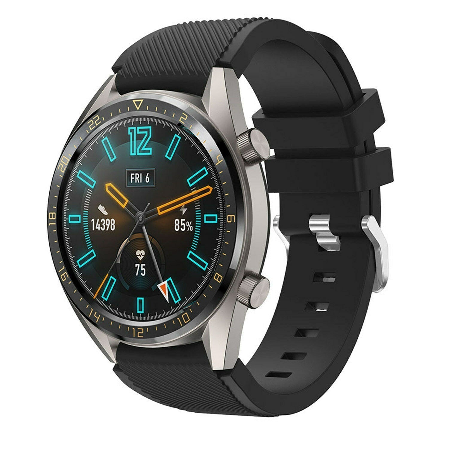 Huawei Watch GT 2 fekete szilikon szíj fém csattal