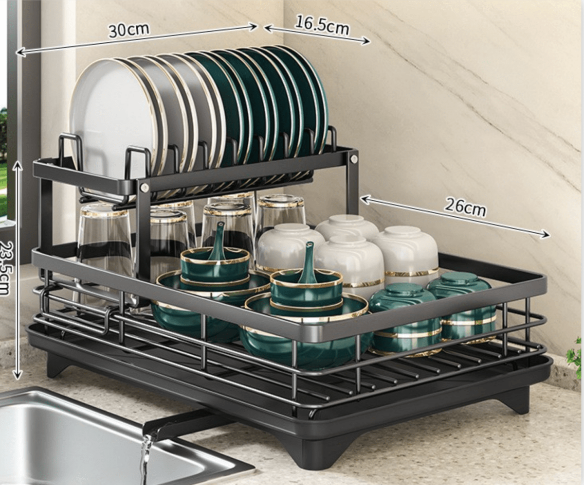AeroFlow Stainless Steel Dish Drainer and Kitchen Organizer for Small Spaces