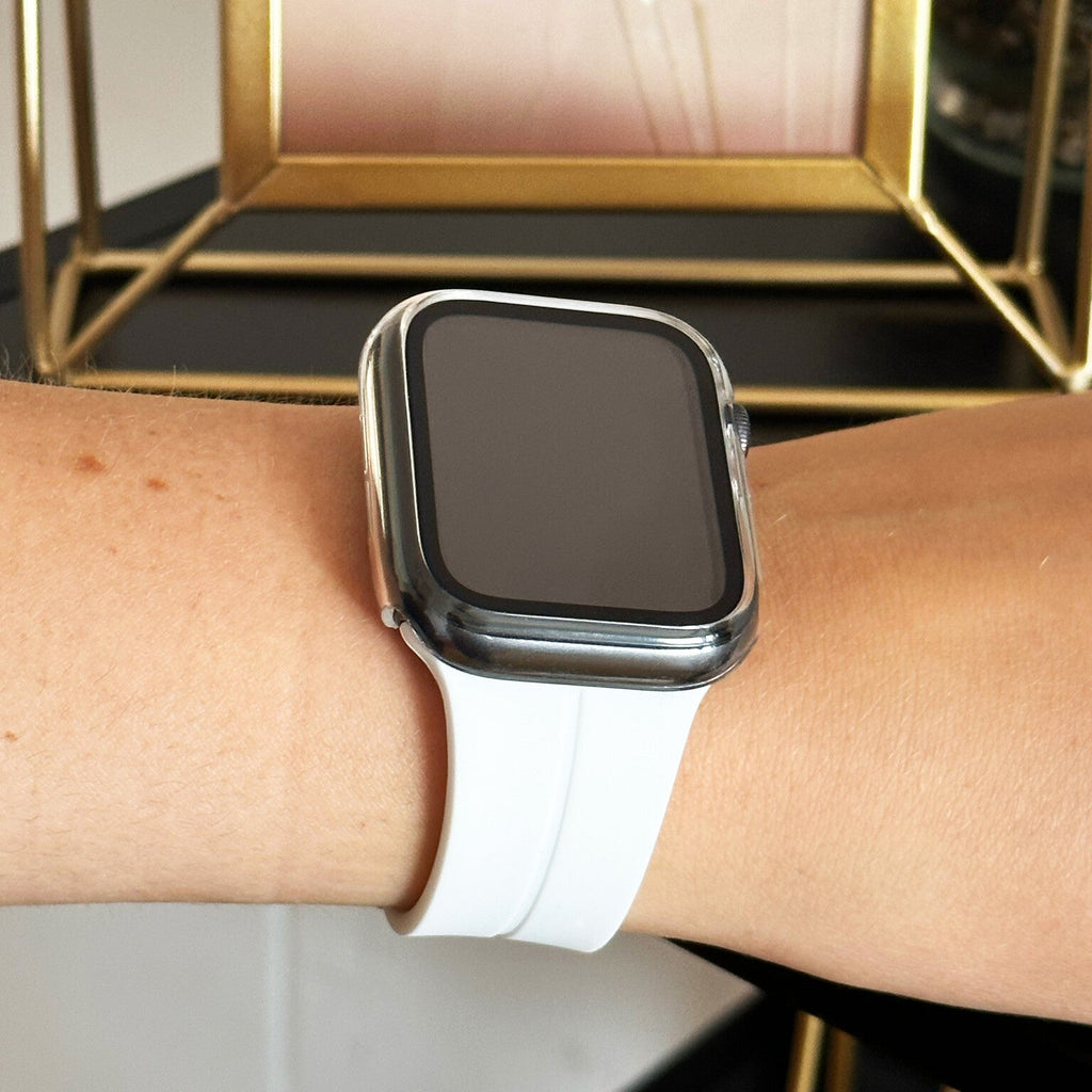 Apple Watch kemény tok üvegborítással, átlátszó