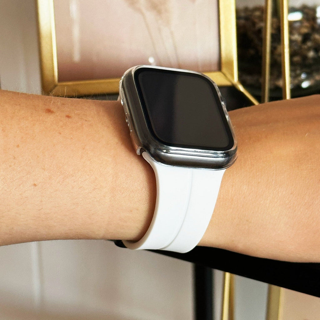 Apple Watch kemény tok üvegborítással, átlátszó