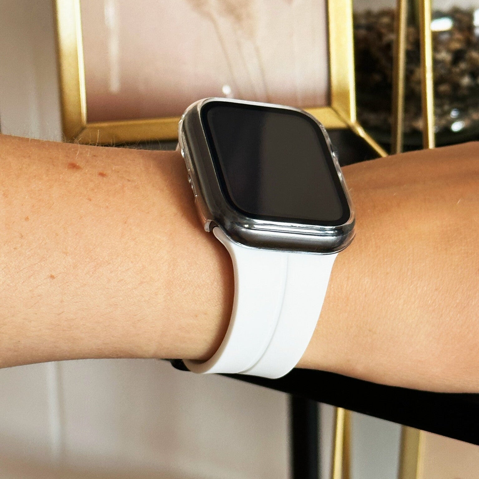 Apple Watch kemény tok üvegborítással, átlátszó