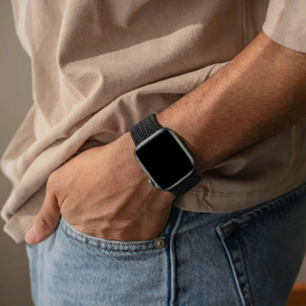 Apple Watch fonott nejlon szíj fekete Apple Watch-hoz