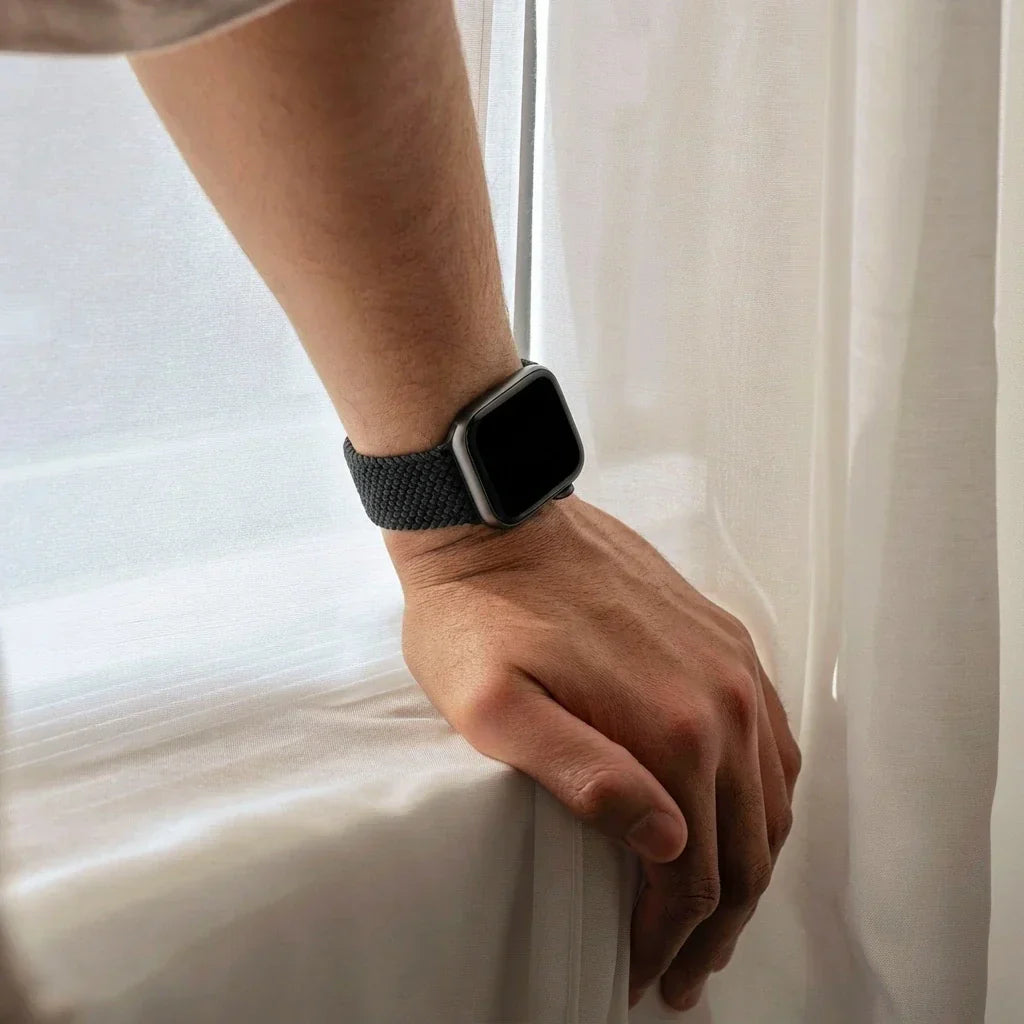Apple Watch fonott nejlon szíj fekete Apple Watch-hoz