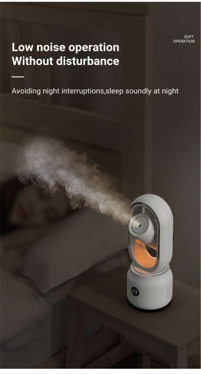 AeroBreeze lapát nélküli ventilátor otthoni és irodai használatra, hordozható hűtő, párásító és éjszakai fény