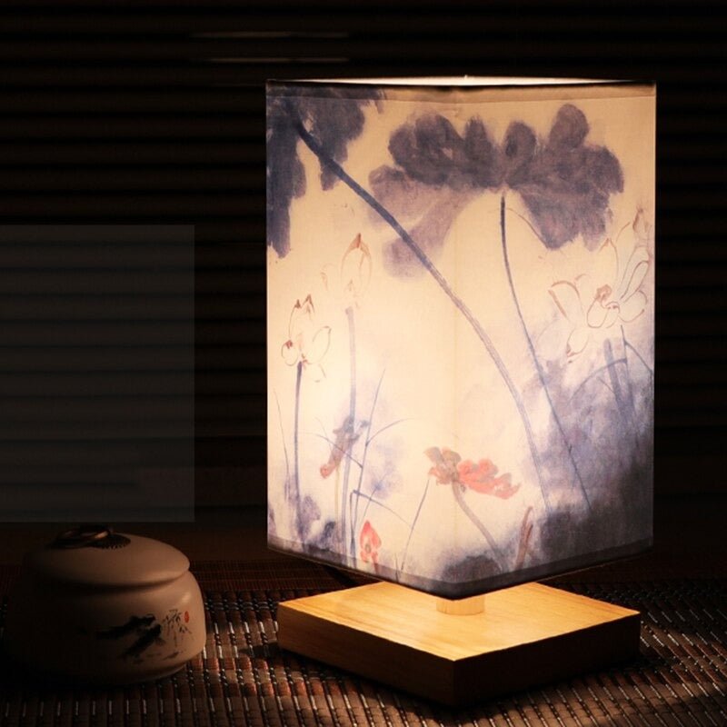 AsterLume Nordic Japanese Table Lamp With Soft Fabric Shade